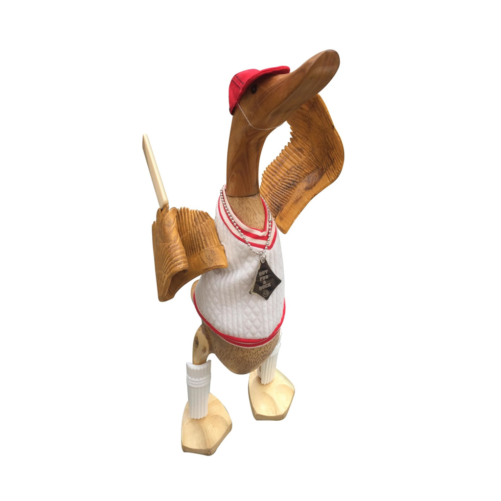 Cricketer Wooden Duck Ornament