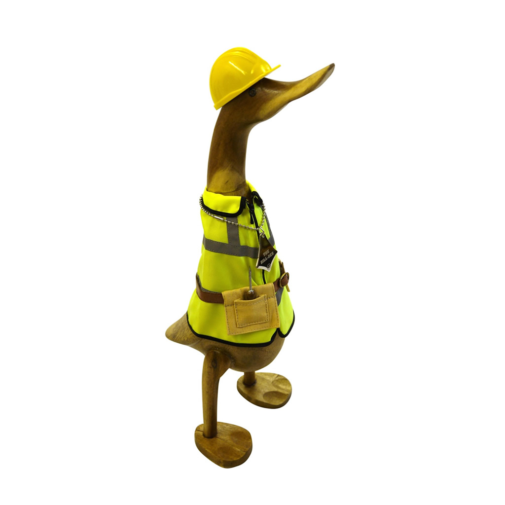 Builder Wooden Duck in Hi Vis Jacket