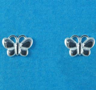 Silver Butterfly Stud Earrings (rounded wings)