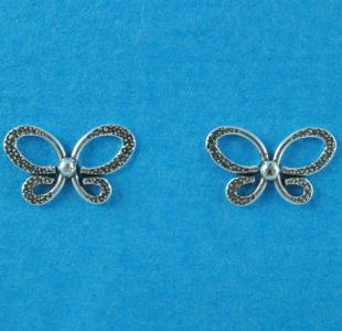 Silver Butterfly Stud Earrings (open wings) - oxidised by mine are not oxidised
