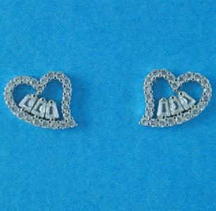 Silver Clear CZ Heart Stud Earrings - Heart CZ