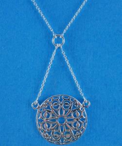Silver Clear Pendant - circle with pattern